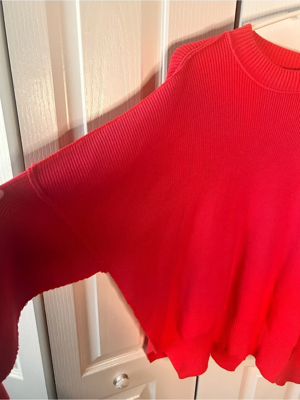 By Together Women’s Medium Pink Knit Oversized Ribbed Dolman Sweater